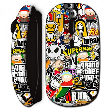 Souris sans fil Superman Cartoon South Park Simsons Noire