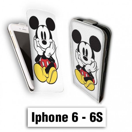 Etui cuir à rabat vertical Iphone 6 6S Mickey Disney Couleur
